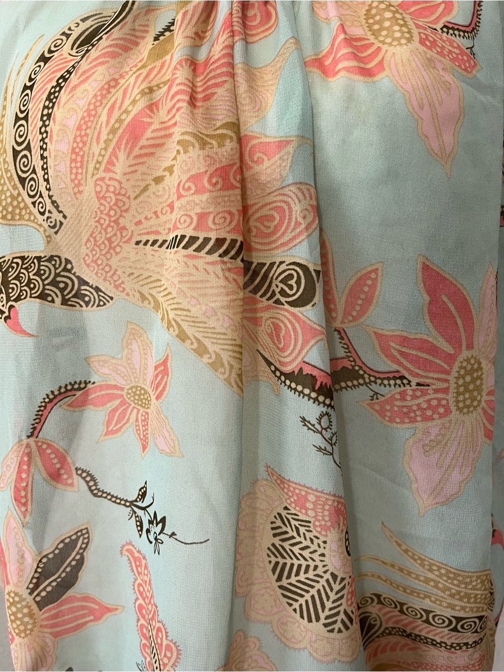 Cecico Mint Scoop-Neck Blouse with Coral Floral Print - Picture 2 of 7